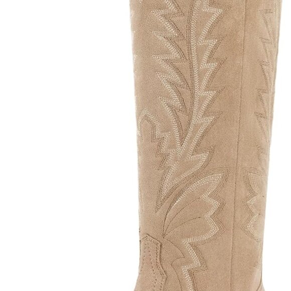 Women Cowboy Boots Suede Western Tall Boot Classic Embroidered Pointed Toe - Picture 1 of 6